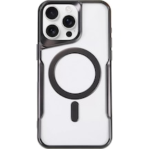 Newface Apple İphone 16 Pro Kılıf Boyi Magsafe Silikon Kapak - Siyah Şeffaf