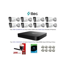 Ttec 2mp Mikrofonlu 8 Kameralı 1tb Disk Tak Çalıştır Hazır Ip Kamera Seti