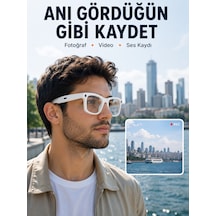 3 Lensli Kameralı Akıllı Gözlük Aı Sesli Asistan Çeviri Bluetooth Görüşme Müzik Fotoğraf Video Kayıt Özelli
