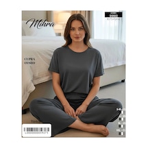 Angbutik Mihra 20102 Kadın Oysho Kısa Kol Pijama Takımı Füme