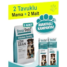 Bona'pets Premium 2'li Düşük Tahıllı Tavuklu Yetişkin Köpek Maması 10kg 2 Adet Malt