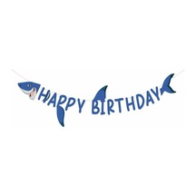 Köpek Balığı Temalı Happy Bırthday 3dbanner 120 Cm Tüm Yaşlar