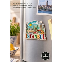1 Adet İstanbul Temalı Silikon Buzdolabı Mıknatısı Dekoratif Magnet, Fridge Magnet, Buzdolabı Süsü, Mutfak Aksesuarı 7,5x7,5 Cm