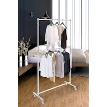 Ev Tipi Çift Katlı Kıyafet Askısı Tekerlekli Askılık Orta Stant Metal