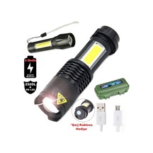 2500 Lumens + 5w Cob Led Usb Lion Şarjlı Ultra Güçlü Q5 Xpe Su Ge Çok Renkli