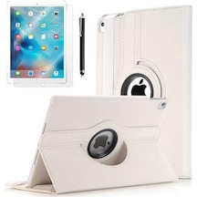 Apple Uyumlu iPad, Pro 10.5 İle 360 Derece Dönebilen Standlı Kılıf Beyaz Kapaklı Kılıf