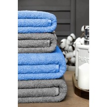 4 Parça Büyük Banyo Havlusu Seti 90x150 Cm Softbath Gri 6 Renk
