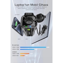 150w Araç Elektrik Adaptörü 12v To 220v İnvertör, Usb & Type-c Çoklu Araç Dönüştürücü 5 İ 1 Arada