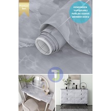 Technojet Kendinden Yapışkanlı Mermer Desen Folyo Mutfak Banyo Tezgah Duvar Kaplama 60cmx300cm Açık Gri