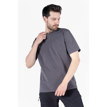 T-shirt Bisiklet Yaka %100 Pamuk Antrasit Gri