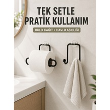 Banyo Ve Mutfak İçin Yapışkanlı Havlu Askılığı Ve Rulo Kağıt Tutu Çok Renkli
