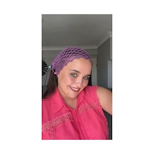 El Örgüsü Mor Saç Filesi - Bohem Stil Bandana Mor