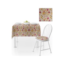 Gül Desenli Modern Sarı Pembe Dijital Baskılı Süet Dokuma Masa Örtüsü 140x260