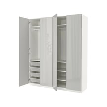 Ikea Beyaz Fonksiyonel Kapaklı Gardırop Beyaz-parlak Cila Açık Gri