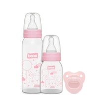 Bebsi Biberon Ve Emzik Seti Pp Pembe 250ml+ 125ml+ Emzik