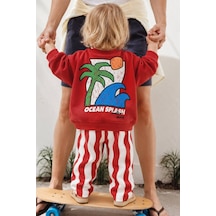 Mamy Kids Çocuk Baskılı Eşofman Takımı Kırmızı