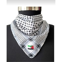 Filistin Temalı Fular 45x45 Unisex Günlük Kullanıma Uygun Puşi Şal Kefiye Filistin Bayrak Afl24106 Siyah - Beyaz