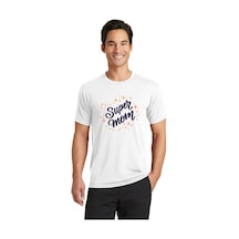 Anneler Günü Super Mom Beyaz Erkek Tshirt Beyaz