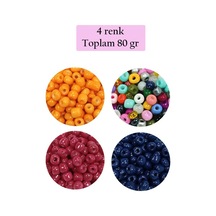 Dökme Cam Kum Boncuk Büyük Boy 6/0 4 Mm - 4 Renk - Toplam 80 Gram - Bnc413 Diğer