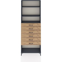 Arges Dolap 3 Raflı 6 Çekmeceli 88x30x243 Antrasit-çam Antrasit
