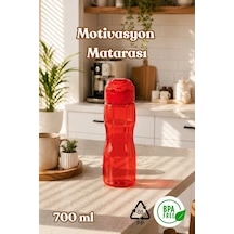 Porsima 911037-c Bpa Free Motivasyon Sporcu Su Matarası Suluk 0,7lt Su Şişesi Kırmızı