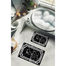 Yıkanabilir Kaymaz Tabanlı Modern Desenli 2'li Banyo Paspas Takımı Bps0015 Renkli