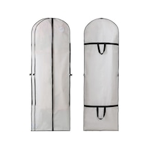 2 Adet 180x60 Cm Peva Materyal Gelinlik Kıyafet Koruyucu, Su Geçirmez, Katlanabilir, Askı Desenli Dolap Saklama Çantası Beyaz Beyaz