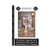 Premium Seyahat İçin Serinleme Ofis Şarjlı El Vantilatörü F72 Pembe