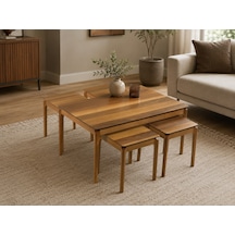 Ganni Home Napoli 4+1 Sehpa Seti Ceviz Ceviz, 1 Orta Ve 4 Zigon Sehpalı Fonksiyonel Modern Tasarım Ceviz-ceviz