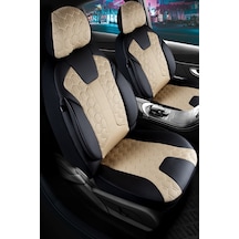 Lexus Gs Deri Detaylı Oto Koltuk Kılıfı Ön Arka Set Siyah Bej Cyrus Scr