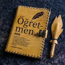 Lügatçe Öğretmen İsme Özel Deri Defter