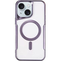 Newface Apple İphone 15 Plus Kılıf Boyi Magsafe Silikon Kapak - Derin Mor