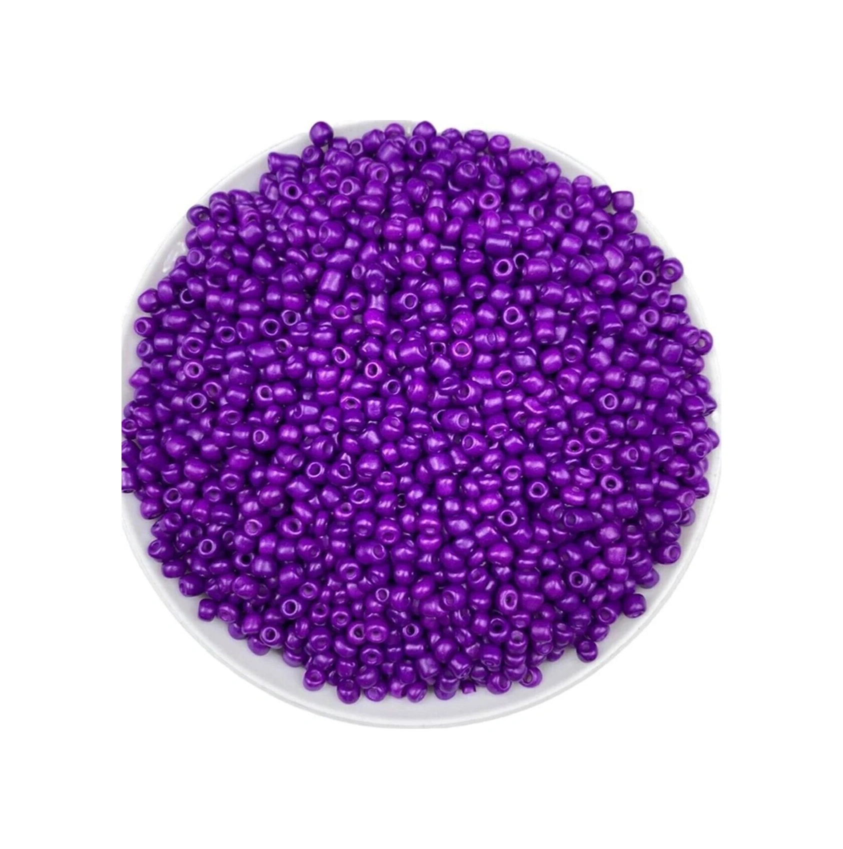 500 Adet Mat Cam Kum Boncuk , Takı Yapım Boncuğu - Purple