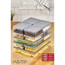 Multi Box 13 Parça 4 Farklı Boy Saklama Kabı Seti - Dondurucu & Mikrodalga Uyumlu Gri