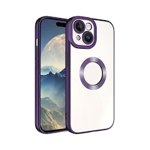 Apple Uyumlu iPhone 15 Kılıf Kamera Lens Korumalı Logo Gösteren İnce Hafif Celikaksesuar Derin Mor