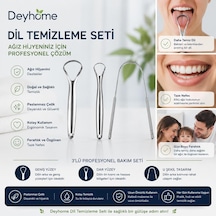 3'lü Profesyonel Dil Temizleme Seti Paslanmaz Çelik Dil Kazıyıcı Ağız Hijyen Aparatı / Geniş & Dar Yüzey, U Şekilli Kazıyıcı, Ergonomik Tasarım, Su İle Kolay Temizleme, Tekrar Kullanılabilir