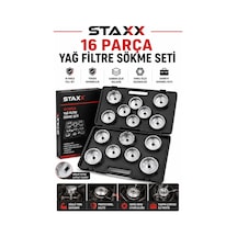 Staxx 16parcaflt 16 Parça Yağ Filtre Sökme Anahtar Seti Universal Cup Tip Filtre Lokma Takım Çantalı
