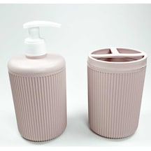 Plastik Sıvı Sabunluk Ve Diş Fırçalık Set Renk Pudra Diğer