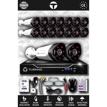 Turkno 16 Kameralı Galia 16 Dış Kamera Set 1 TB HDD Full HD Gece Görüşlü Güvenlik Kamerası Sistemi