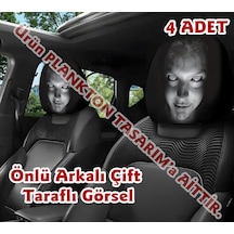 Korkunç Kız Çift Taraflı Dekoratif Oto Başlık Kılıfı/Maske 4'lü