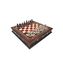 Özel - 181 - Tasarım El İşi Yuvarlak Satranç Tahtası Ve Metal Satranç Taşları Mcyv36 - - Concepta - Bakır-gümüş, Kırmızı