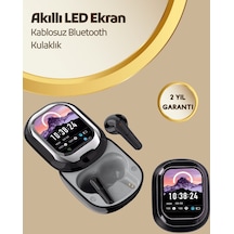 Akıllı Ekranlı Bluetooth 5.4 Kablosuz Kulaklık Dokunmatik Ve Şarj Kutulu 1