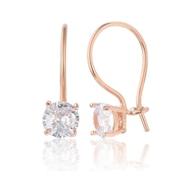Zanaatsilver 925 Ayar Gümüş Rose Kaplama Tektaş Mengeç Küpe