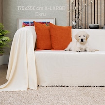 Kaymaz Koltuk Örtüsü Çift Taraflı Mikrofiber Şönil 175x350 Cm Xl- Ekru Kedi Köpek Ve Çocuk Dostu Ekru