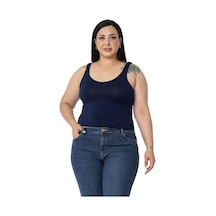 Disentis Büyük Beden Askıları Büzgülü Drapeli Crop Lacivert Body-lacivert Lacivert