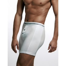 1 Adet Çift Kaplan 880 Likralı Düğmeli Boxer / Külot Beyaz