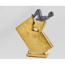 Cr-1071 28 Cm Seramik Mat Gold Kübik Adam Obje Dekoratif Şık Modern Ev Aksesuarı