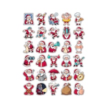 30 Adet Eğlenceli Vektörel Noel Baba Sticker Seti - Laptop Defter Telefon İçin Çok Renkli
