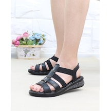 Nesil Shoes Mv 941 Siyah Anatomik Lastikli Kadın Sandalet