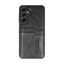 Samsung Galaxy Uyumlu A56 Kılıf Sara Kartvizitli Deri Kılıf - Siyah Bz8683140833497